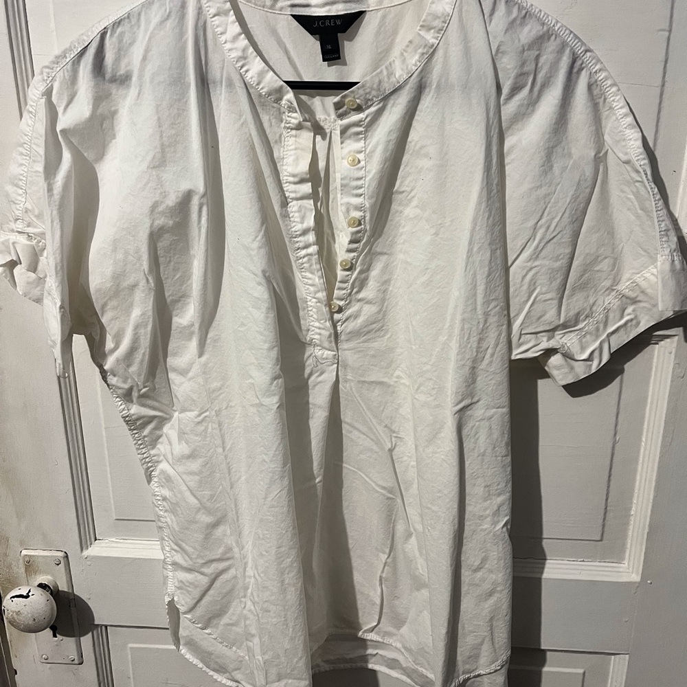 XL J. Crew White Dressy Blouse